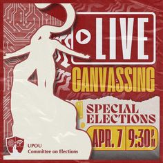 a poster for an upcoming live concert with a woman in white dress and red background