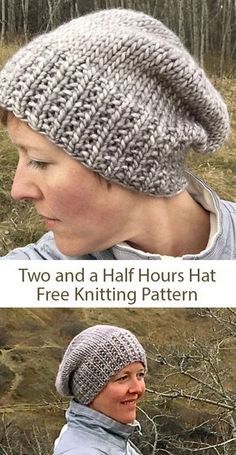 two pictures with the same hat and one has a knitted cap on it, while the