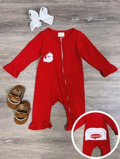 Ho Ho Ho Red Santa Claus Ch... Red Romper, Santa Claus Christmas