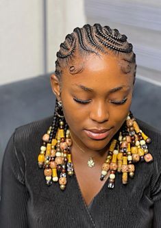 Natural Cornrow Hairstyles With Beads, Cris Cross Cornrows, Trending Hairstyles For Ladies 2024, All Back Cornrows Hairstyles With Beads, Braided Cornrow Hairstyles 2024 Trends, Gana Braids, Cornrolls Hairstyles Braids For Women, Cornrow Updo On Natural Hair, Trending Cornrows