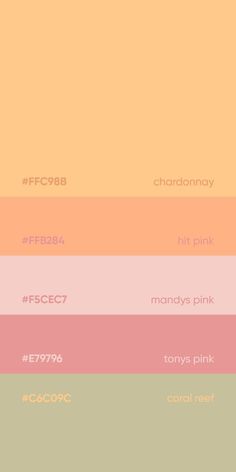 the color palette is different shades of pink, yellow and green