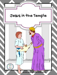 the jesus in the temple is talking to a child who is wearing a purple robe