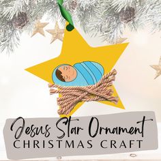 Manger Craft Preschool, Ornament Craft Preschool, Toddler Ornament Craft, Preschool Christmas Ornaments, Christmas Star Crafts, Religious Christmas Crafts