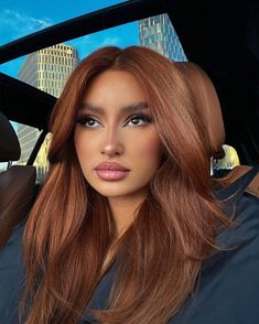 Brown To Cooper Hair, Red To Brown Hair Before And After, Cooper Red Hair Color, Cooper Blonde Hair Color, Auburn Hair Shades, Medium Length Copper Hair, Dyed Hair For Brown Skin, Strawberry Blonde Hair Dark, Dark Cowboy Copper Hair