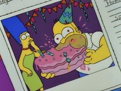 the simpsons is celebrating his birthday with cake