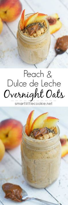 peach and dulce de leche overnight oats