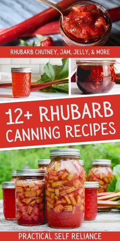 the recipe for rhubarb canning is shown