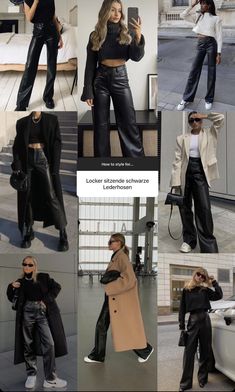 Date Outfit Black, Black Aesthetic Outfits Female, Trouser Going Out Outfit, Aritzia Leather Pants Outfit, Casual Vegas Outfits Winter, Forever21 Outfits, Leather Pants Casual, Sleek Outfit