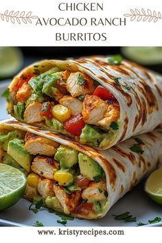 Experience the perfect balance of creamy avocado, tangy ranch, and savory shredded chicken in these Chicken Avocado Ranch Burritos. Packed with fresh veggies and zesty lime, these handheld delights are quick, easy, and bursting with flavor!           #mexicanfood #nachos #burrito #food #foodie #foodporn #comidamexicana Chicken Avocado Ranch Burritos, Avocado Ranch, Red Onion Salad, Turkey Dinner, Chicken Avocado, Lunch To Go, Delicious Chicken, Quick Lunches, Fresh Veggies