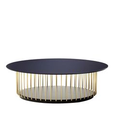 a black and gold coffee table on a white background