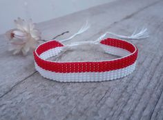 Loom beaded bracelet with Indonesia, Poland or Monaco flag. Patriotic hand woven beaded wristbandt is a great gift for a man women or child for Birthday, Christmas, Valentine's Day and other holidays. Small memorable frienship gift with flag colors for the homesick. Is suitable for daily wear. Bracelet in stock and ready to ship. More bracelets here: https://www.etsy.com/shop/BeadSeeShop?ref=seller-platform-mcnav&section_id=30144819 The bracelet is made of Czech seed beads and strong nylon threa Casual Handwoven Beaded Bracelets As Gift, White Handwoven Bracelets With Round Beads, White Beaded Bracelets With Colorful Beads For Gifts, White Handwoven Bracelets, White Beaded Bracelets For Crafting With Tiny Beads, White Beaded Bracelets For Gift Making, White Handwoven Beaded Bracelets As Gift, White Handwoven Adjustable Bracelets, Handwoven White Beaded Bracelets For Gifts