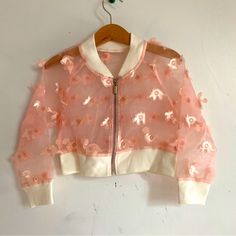 Organza Bomber Jacket With 3d Dino Appliqus Brand New- Never Worn! Ballet Pink, Kids Jacket, Bomber Jacket, Jackets & Coats, Ballet, Brand New, Pink, Color