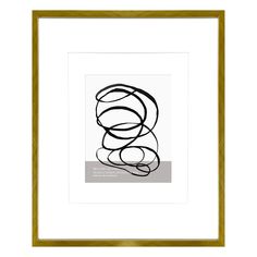 a black and white drawing in a gold frame