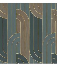 an art deco style wallpaper with gold and blue lines on it's sides