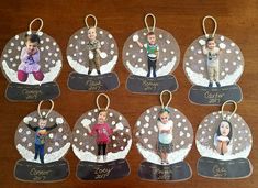 six personalized christmas ornament ornaments with children on them and the names of each child