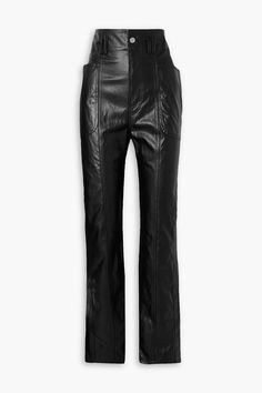 Pants For Woman, Pocket Belt, Tapered Pants, Faux Leather Pants, Back Patch, Waist Pants, Flare Pants, Bottoms Pants, Black Pants