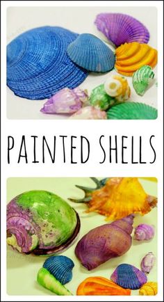 an image of painted shells with text overlay