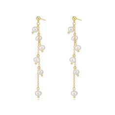 Set the tone for your look with these Melanie Pearl Drop Earrings! Suspended from a delicate chain, these statement-making faux pearls bring a hint of fun to any ensemble. Accessorize in style and add a playful touch to your look! 2.5" Drop 5mm Pearls 18k Gold Plated over Stainless Steel Hypoallergenic Water & Tarnish Resistant Brazilian Gold, Wedding Jewellery Collection, Sunglass Chain, Jewelry Studio, Delicate Chain, Drop Earring, Pearl Drop Earrings, Original Gift, Pearl Drop