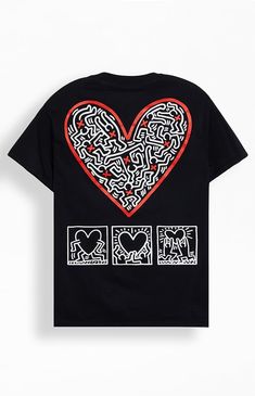 Make a bold statement with the Keith Haring Big Heart T-Shirt: Featuring iconic artwork on the left chest and back, it offers a classic crew neckline and comfortable regular fit for effortless style. Embrace artistic flair in every wear with this timeless piece.


	Crew neckline
	Short sleeves
	Standard fit
	Left chest & back graphics
	Machine washable Black Heart Graphic Short Sleeve T-shirt, Relaxed Fit Heart Graphic Tops For Streetwear, Cotton T-shirt With Heart Graphic For Streetwear, Graphic Tee With Heart Graphic For Streetwear, Heart Graphic Crew Neck T-shirt, Hoodie Mask, Pacsun Mens, Iconic Artwork, Heart T Shirt