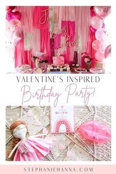 valentine's inspired birthday party with pink and gold decorations