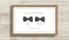 two black bow ties with the words we tied the knot