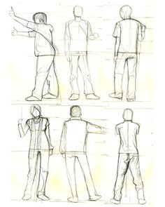 sketches of people standing in different poses