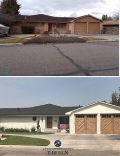 before and after photos of a home in the suburbs