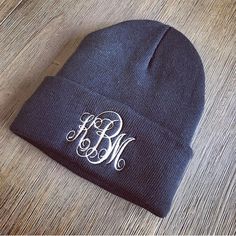 Monogrammed Beanie- Fleece-Lined Beanie- Embroidered Hat- Monogram Knit Cap- Personalized Winter Bea Winter Beanie With Embroidered Logo, Letter Print Beanie Hat One Size Fits Most, Classic Beanie With Embroidered Logo, Personalized Winter Hats For Gifts, Personalized Winter Hats As Gifts, Embroidered Logo Beanie One Size Fits Most, Letter Print Beanie Hat, Embroidered Logo Beanie, One Size Fits Most Letter Print Beanie