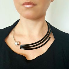 Rubber Jewelry, Diy Collares, Plastic Necklace, Asymmetrical Necklace, Women Choker Necklace, Tube Necklace