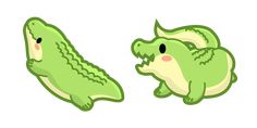 two cartoon alligators are facing each other