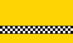 a black and white checkered ribbon on a yellow background with an arrow pointing to the right