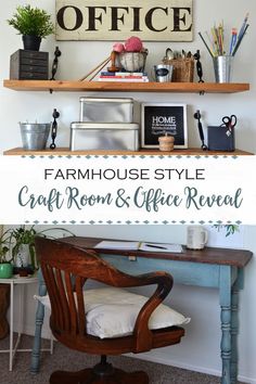 the farmhouse style craft room and office reveal