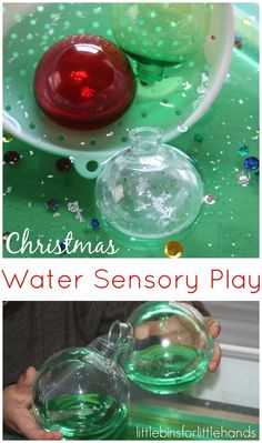 christmas water sensory play for toddlers is fun and easy to do with the kids