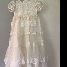 Christening dress made to order from your wedding dress One | Etsy Wedding Dress Etsy, Baptism Gown, Christening Dress, Etsy Wedding Dress, Wedding Gowns Vintage, Dress Out, Mom Dress, Star Dress, Scalloped Lace