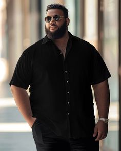 Men's Plus Size Business Simple Buckle Short Sleeve Shirt Big And Tall Casual Short Sleeve Shirt, Men’s Style Plus Size, Men’s Short Sleeve Button Up, Short Sleeve Plaid Shirt Men, Luxury Men's Button-up Short Sleeve Shirt, Plus Size Business, Types Of Suits, Big Men, Suits You