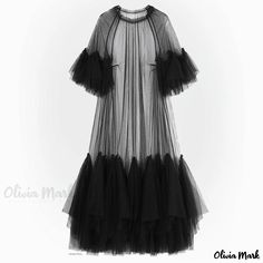 Olivia Mark - Stylish Sheer Mesh Overlay Dress with Tiered Pleats: Perfect Vacation Maxi Dress Big Size Fashion Dress, Recreation Outfits, Antique Eclectic, Tulle Maxi Dress, Dress Cake, Necklines For Dresses, Fairy Dress, African Dresses, Fashion Fabric