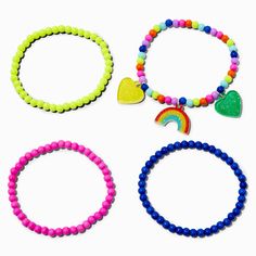 If you love beads & rainbow charms, then this set is perfect for you! Stack them for a summer-ready arm party, or share with your besties. Claire's Club is our unique collection specifically designed for our younger customers. Carefully constructed to be safe for toddlers & young children, these accessories are recommended for ages 3-6.Bracelets by Claire's ClubStretch fitPack Size: 4Material: PlasticSuitable for ages 3-6 - Claire's Club Rainbow Seed Bead Stretch Bracelets - 4 Pack Seed Bead Stretch Bracelets, Sunny Starscout, Bead Stretch Bracelets, Piercing Kit, Hand Necklace, Arm Party, Fashionable Jewelry, Beaded Stretch Bracelet, Summer Ready