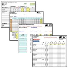 three sheets of paper with numbers and times for each item in the form of an employee's report