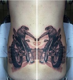 two pictures of the same person on a motorcycle