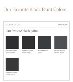 the color palette for our favorite black paint colors