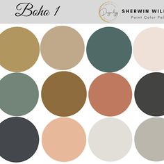 the color scheme for sherylin williams's paint palettes is shown in different shades