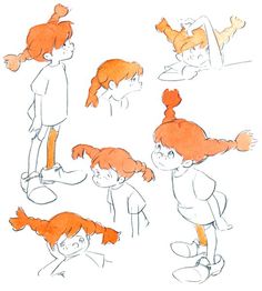 an image of children's drawings in the style of cartoon character poses and expressions