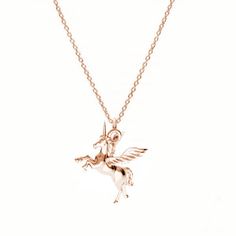 Necklace with a  pendant - unicorn / pegasus Made of sterling silver 925, gold plated silver or rose gold plated silver. size of the pendant: h: 15,5 mm w: 16,2 mm Rose Gold Pendant Charm Necklace With Clavicle Chain, Unicorn Academy, Unicorn Necklace, Necklace Sterling Silver, Gold Plated Silver, Name Necklace, Gold Rose, Rose Gold Plates, Silver Necklaces