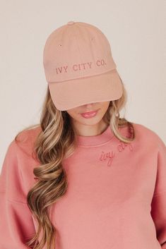 Introducing the first ever Ivy MERCH! We've poured our hearts and souls into these darling hats and hope you love them as much as we do! Available in our signature Ivy pink and a beautiful shade of sage, featuring our classic embroidered logo. And did we mention there's a matching mini version?! Pink Embroidered Hats With Curved Brim, Embroidered Pink Snapback Baseball Cap, Pink Embroidered Cap, Pink Baseball Cap With Embroidered Logo, Ivy Hat, City Woman, Heart Soul, Hats For Women, Ivy