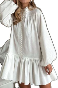 Fashion French Style, Fashion French, Women Korean Fashion, Modest Dresses Casual, Lace Dress Vintage, Dress Women Elegant, Pleated Mini Dress, Dress 2024, Bubble Sleeve