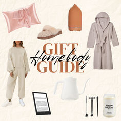 the gift guide for women is shown here