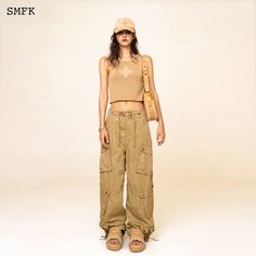 SMFK WildWorld Vintage Paratrooper Pants In Wheat Size Chart Waist Hip Length S 76 108 104 M 80 106 106 L 84 110 108 Model Info (In CM): Height 170cm, Weight 45kg, Size M Materials: 100% Cotton Shop Pants, Pants Women Fashion, Knitted Vest, Pants Women, Vest Top, Hip Length, Wheat, Women Fashion, Size Chart