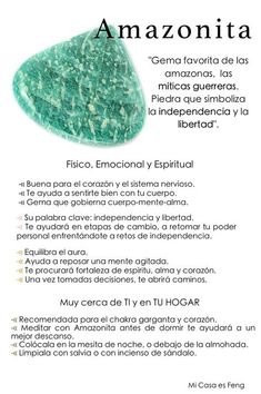 Gemas: La Amazonita | Mi Casa es Feng Magical Stones, Beaded Beads, Astral Projection, Crystal Therapy, Crystal Magic, Spiritual Health