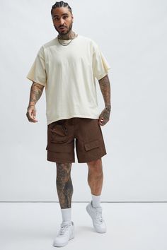 Available In Brown. Drawstring Elastic Waist Side Hand Pockets Back Pocket Utility Pockets 1 Zipper Pocket Shell: 100% Nylon Imported | Mens Safe Side Utility Nylon Shorts in Brown size Large by Fashion Nova Nylon Shorts, Utility Pockets, Free Dresses, Back Pocket, Personal Marketing, Brown Fashion, Jeans For Sale, Creative Fashion, Black Men