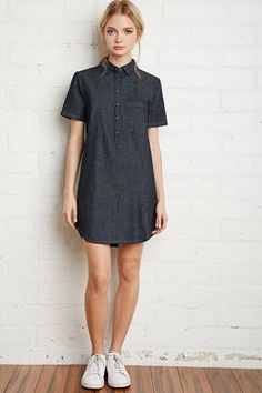 You'd Never Guess These Dresses Cost Less Than $50 #refinery29  http://www.refinery29.com/cheap-dresses-under-50-dollars#slide-18  Perfect with a pair of kicks.... Dress And Sneakers, 50 Dresses, Oufits Casual, Denim Shirt Dress, Cheap Dresses, Denim Shirt, Chambray, Pretty Outfits, Denim Dress